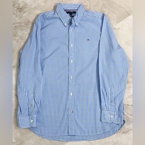 Tommy Hilfiger Blue Gingham Button Down Shirt Men’s Large Regular Fit